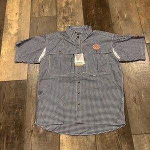 Auburn Drake Medium Button-Down Short Sleeve Shirt Gingham (New with Tags)